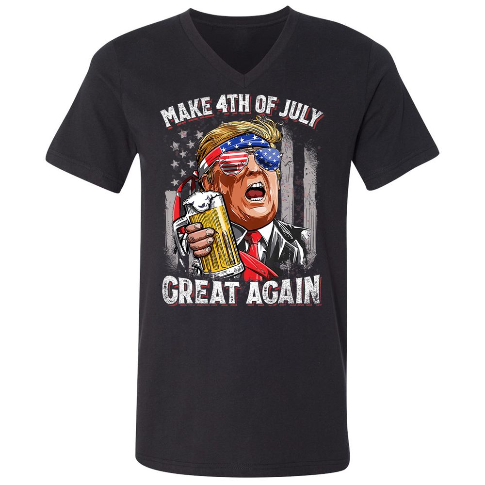 Unisex V-Neck T-Shirt - 76F9U3NA - Black - 1