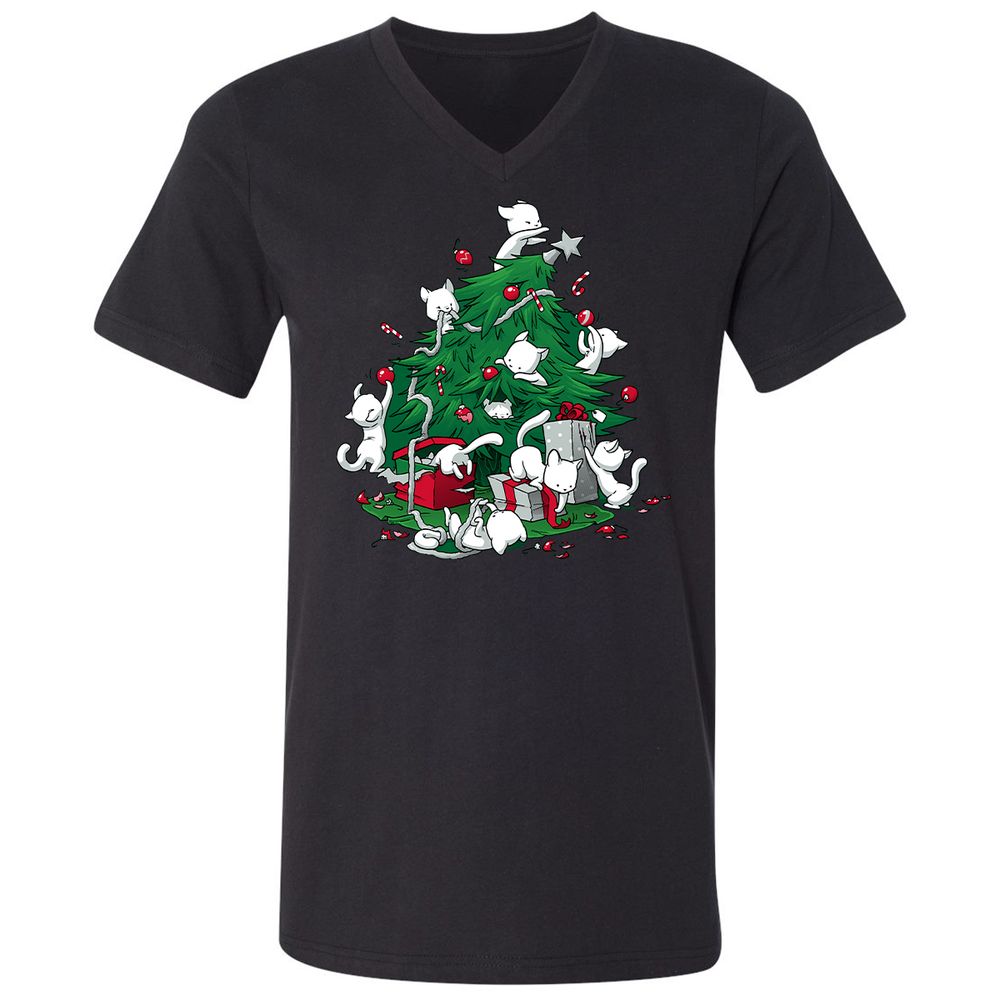 Unisex V-Neck T-Shirt - QZ5ZDD4R - Black - 1