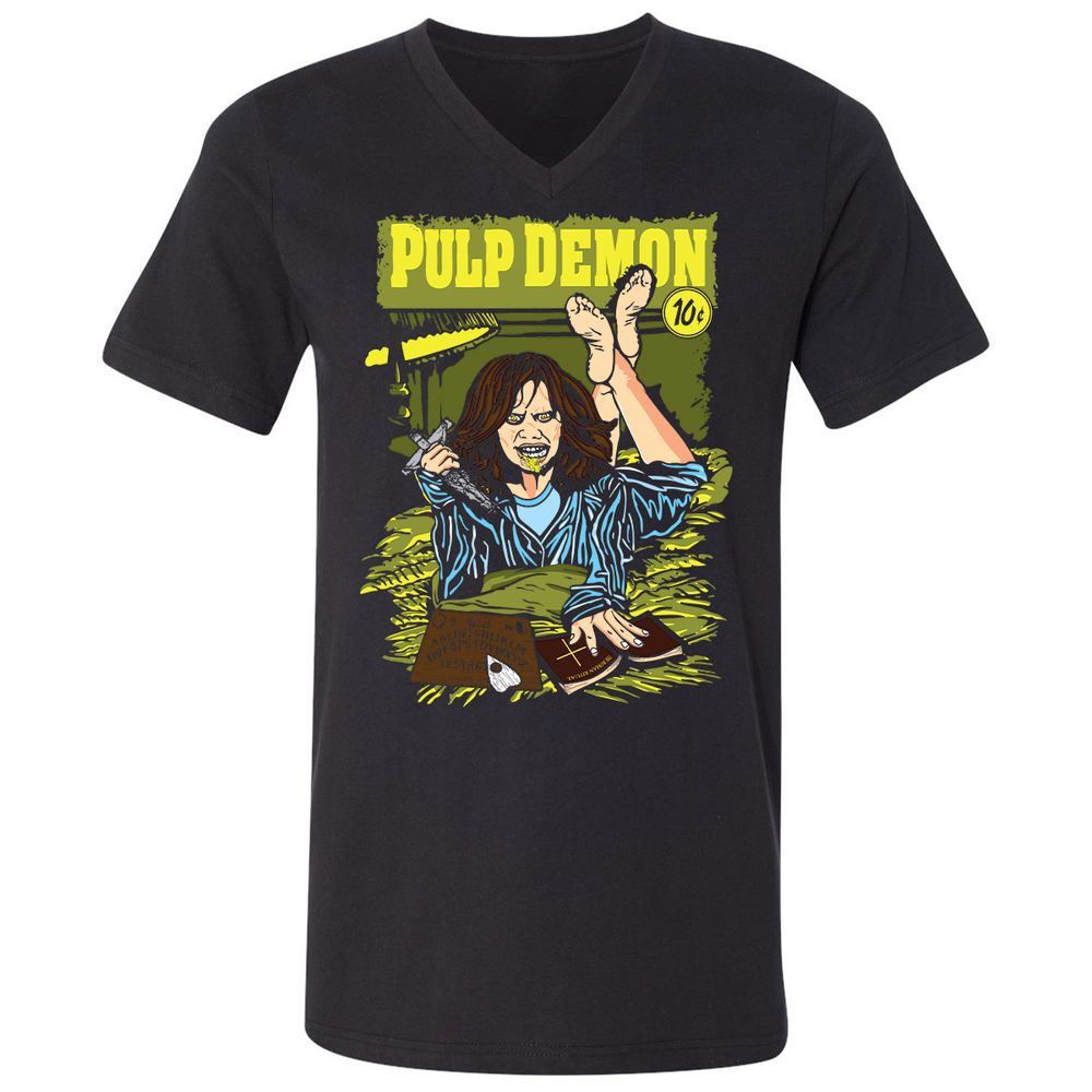 Unisex V-Neck T-Shirt - 51NCX2B6 - Black - 1