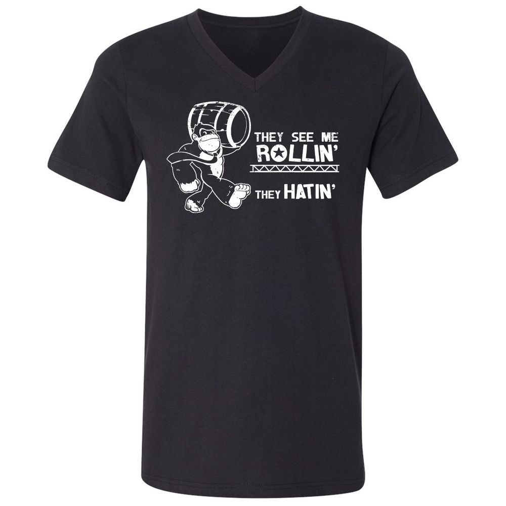 Unisex V-Neck T-Shirt - 9G341W7T - Black - 1