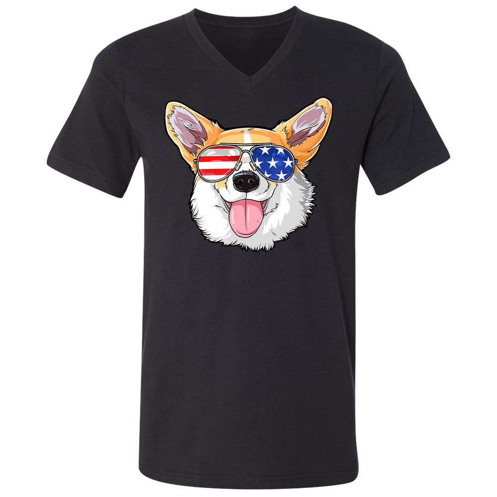 Unisex V-Neck T-Shirt - Z7UHBU8C - Black - 1