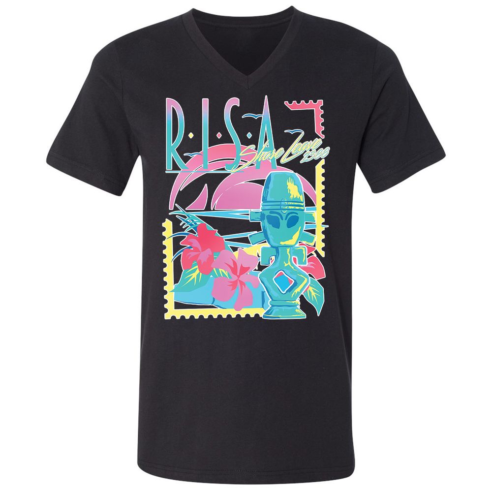 Unisex V-Neck T-Shirt - UJA6FPF9 - Black - 1