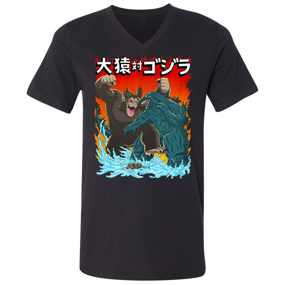 Unisex V-Neck T-Shirt - WSJERS43 - Black - 1