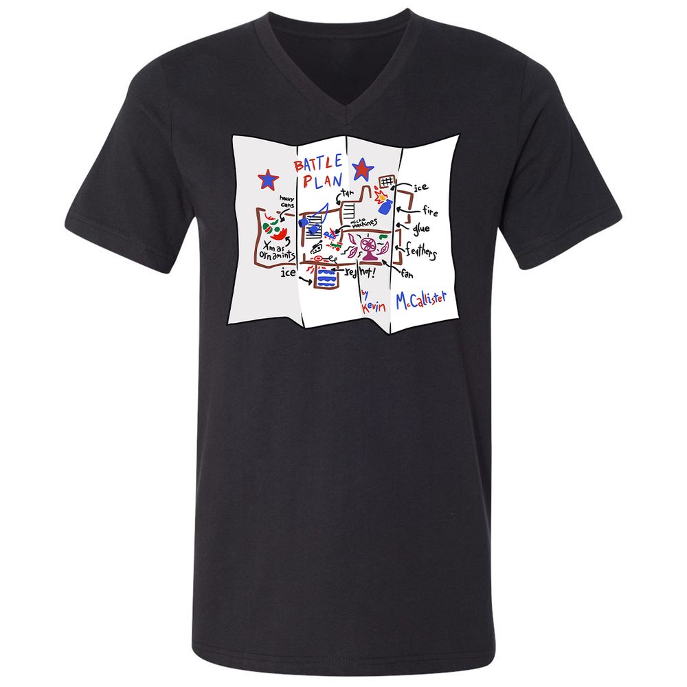 Unisex V-Neck T-Shirt - JS1J7XUR - Black - 1