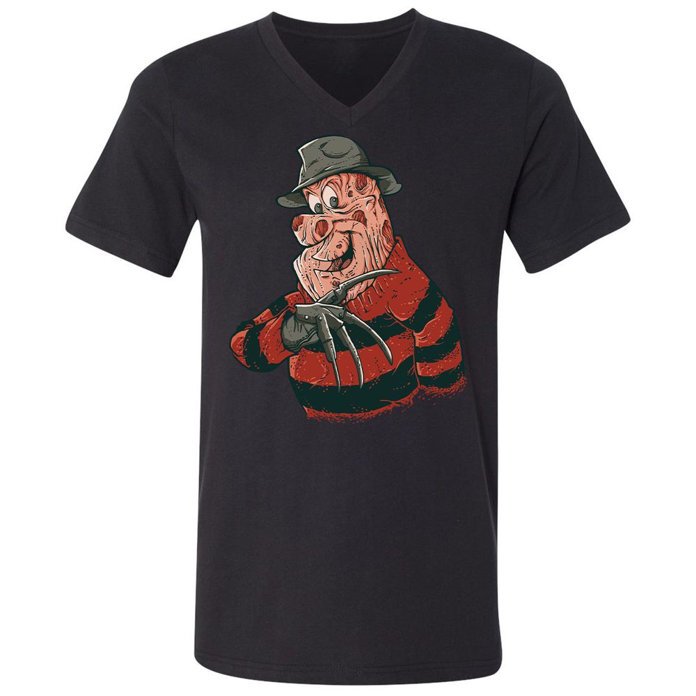 Unisex V-Neck T-Shirt - 45D2U3JH - Black - 1