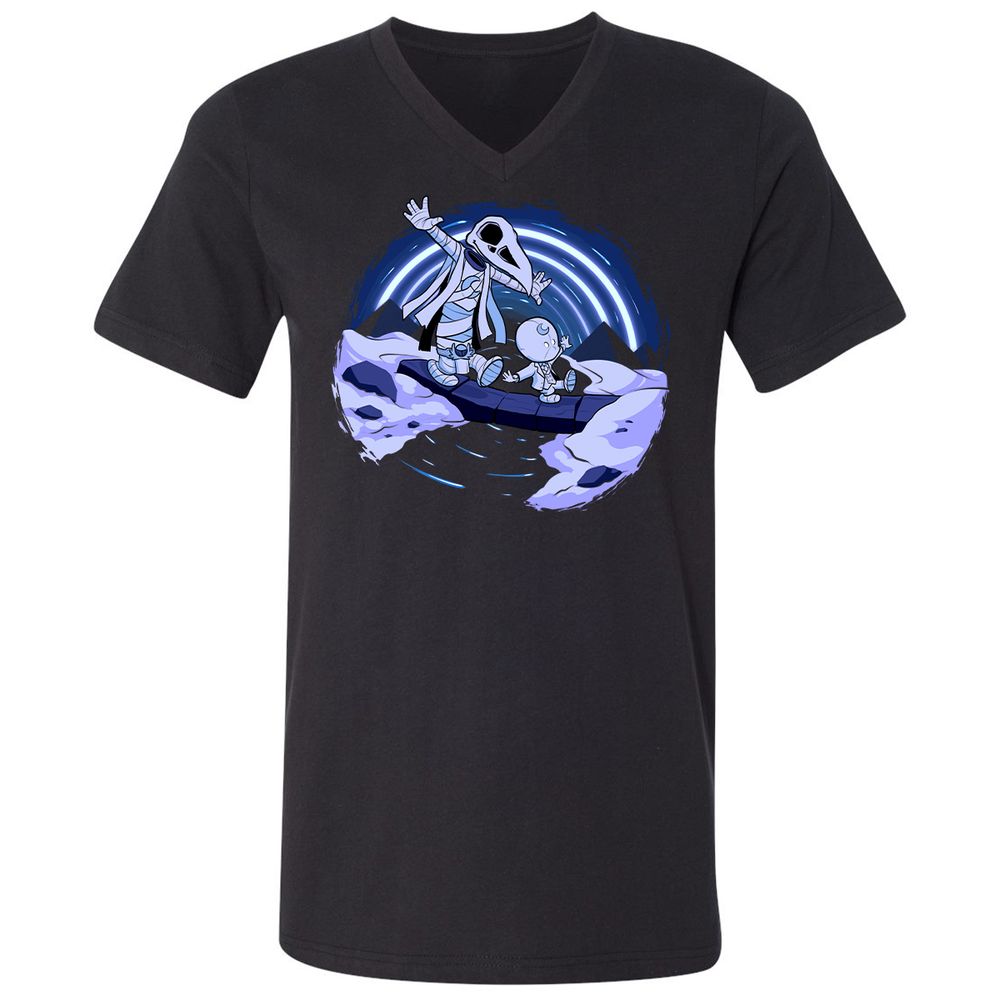 Unisex V-Neck T-Shirt - PRNJDBSZ - Black - 1