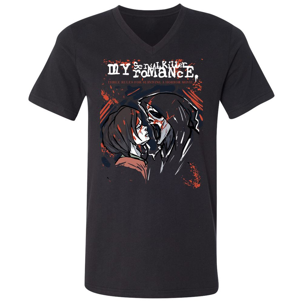 Unisex V-Neck T-Shirt - ZMH1YRED - Black - 1