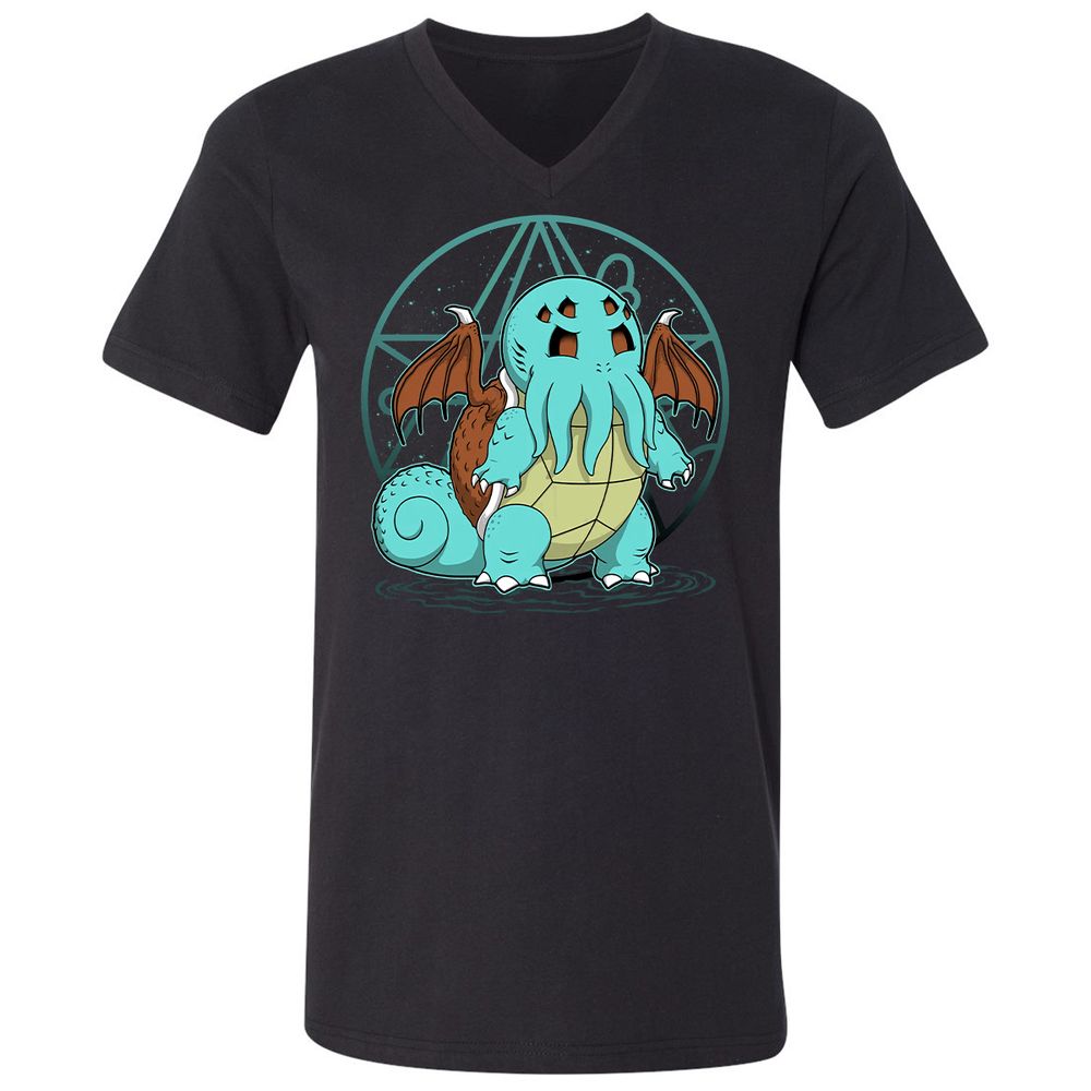 Unisex V-Neck T-Shirt - H94X349Q - Black - 1