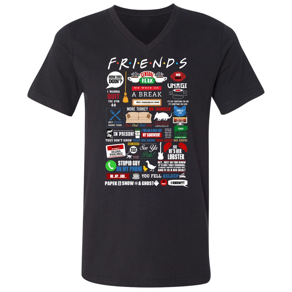 Unisex V-Neck T-Shirt - W4UKF8FB - Black - 1