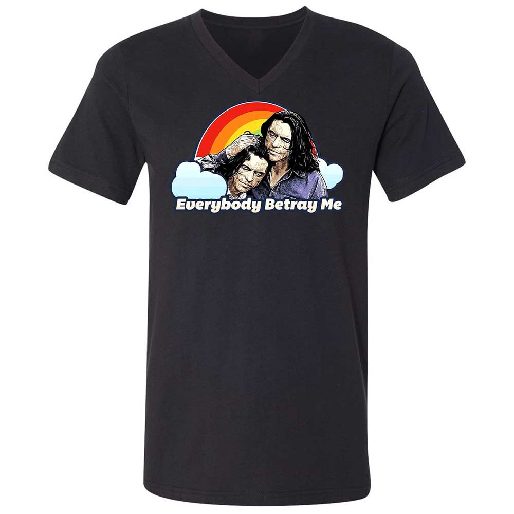 Unisex V-Neck T-Shirt - CZCXWZ7F - Black - 1