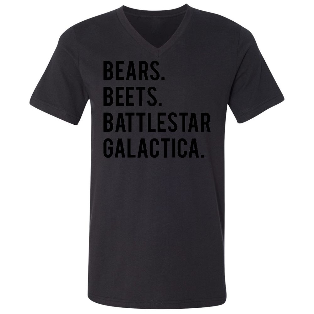 Unisex V-Neck T-Shirt - V7HFS8ZH - Black - 1