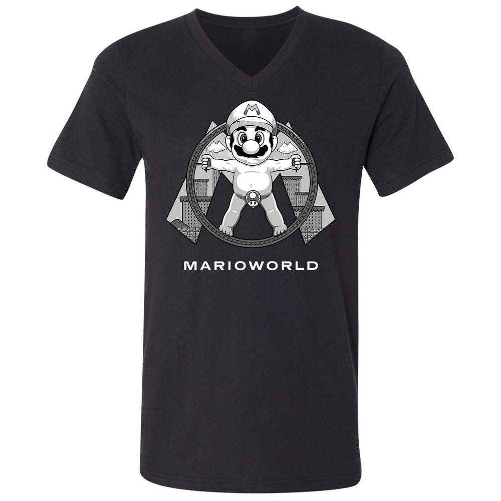 Unisex V-Neck T-Shirt - QM9CYN89 - Black - 1