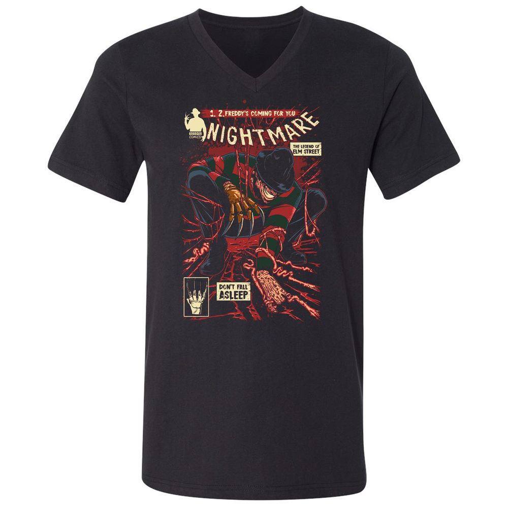 Unisex V-Neck T-Shirt - QS47BQ7H - Black - 1