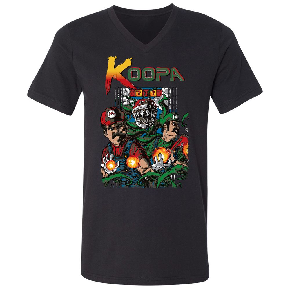 Unisex V-Neck T-Shirt - 6WBJA89B - Black - 1