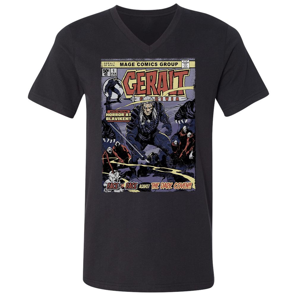Unisex V-Neck T-Shirt - LJC29JX4 - Black - 1