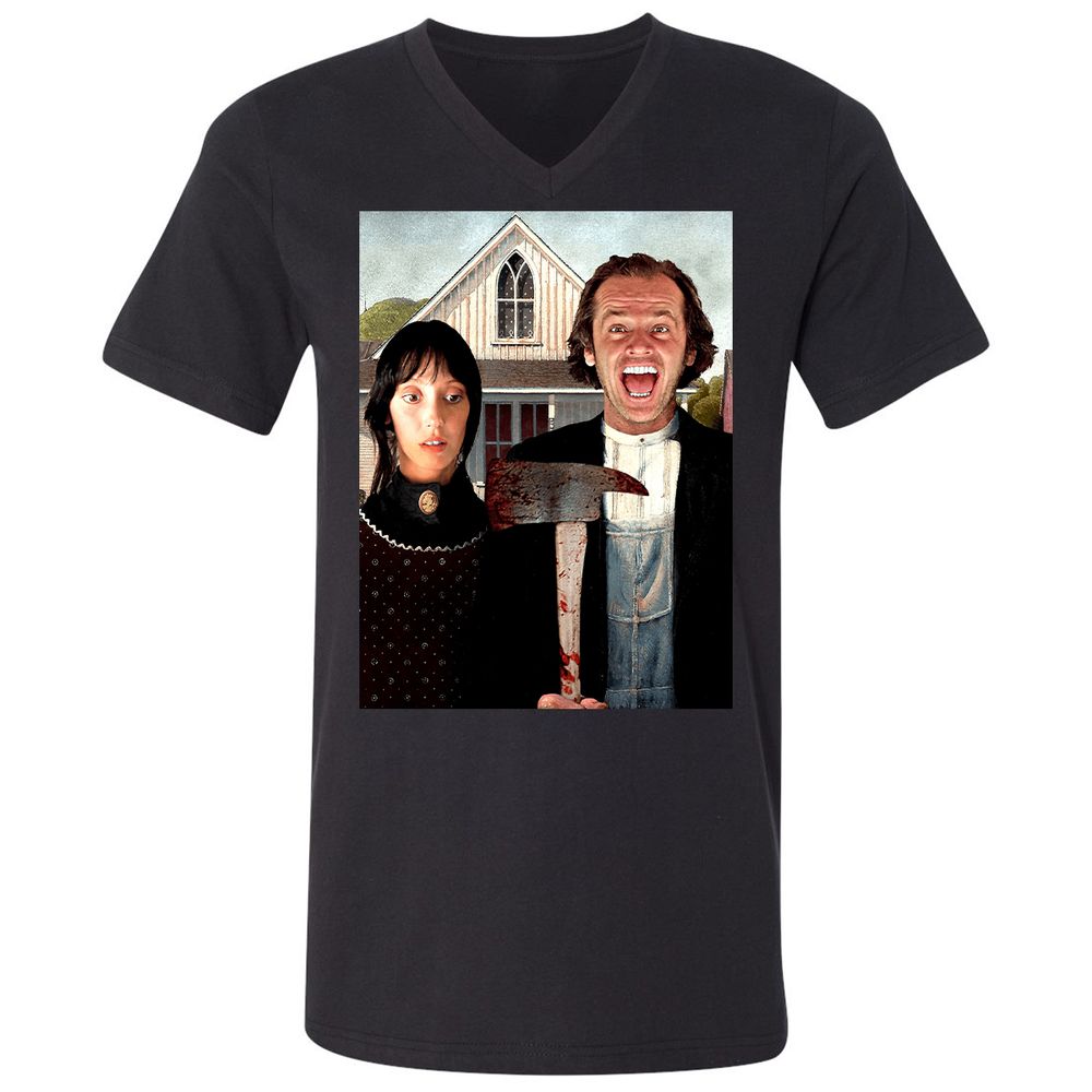 Unisex V-Neck T-Shirt - T1BJ8QQF - Black - 1
