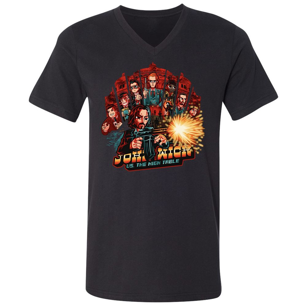 Unisex V-Neck T-Shirt - 5Z6UVZKJ - Black - 1