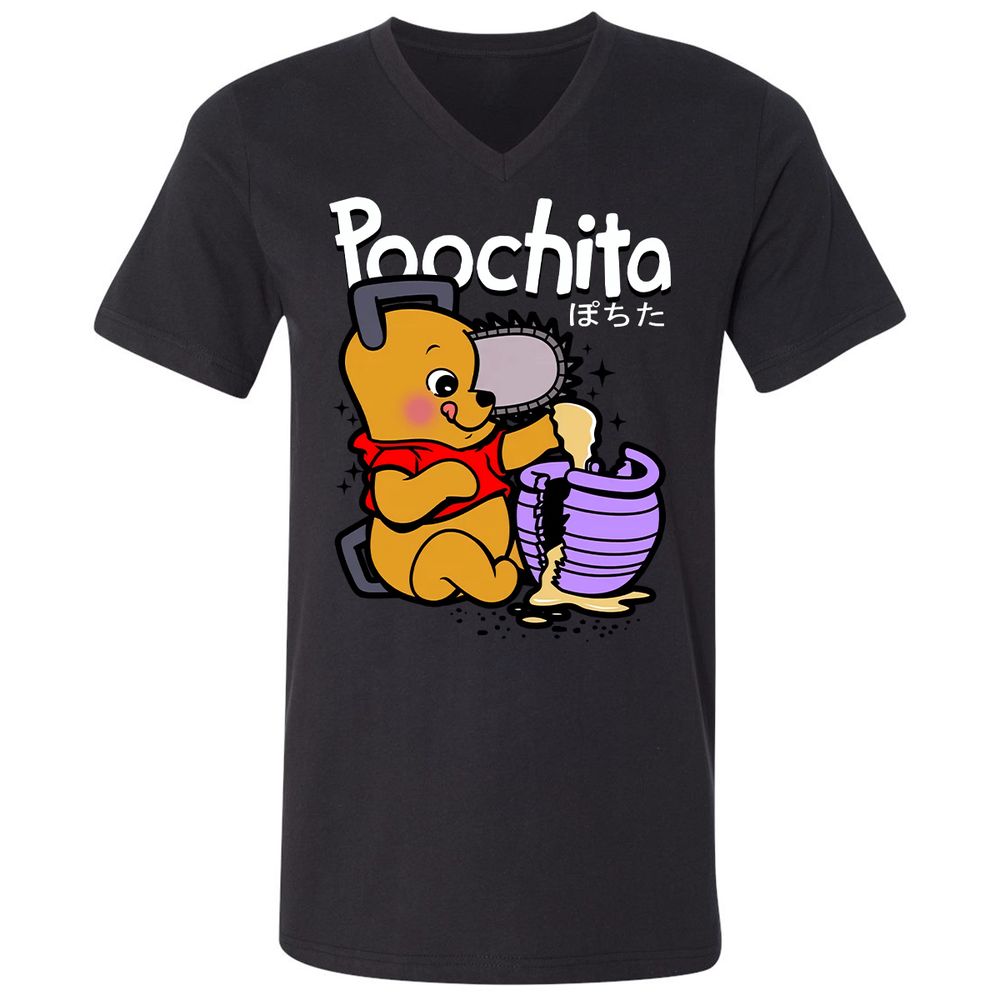 Unisex V-Neck T-Shirt - 56Z7PVWU - Black - 1