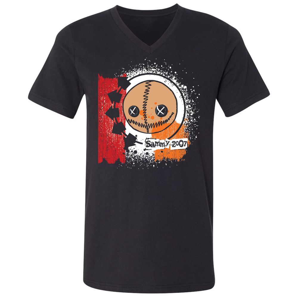 Unisex V-Neck T-Shirt - YYU1XRK2 - Black - 1