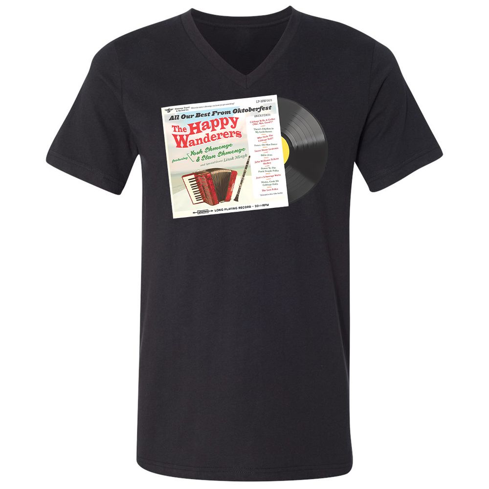 Unisex V-Neck T-Shirt - QHDQ77EH - Black - 1