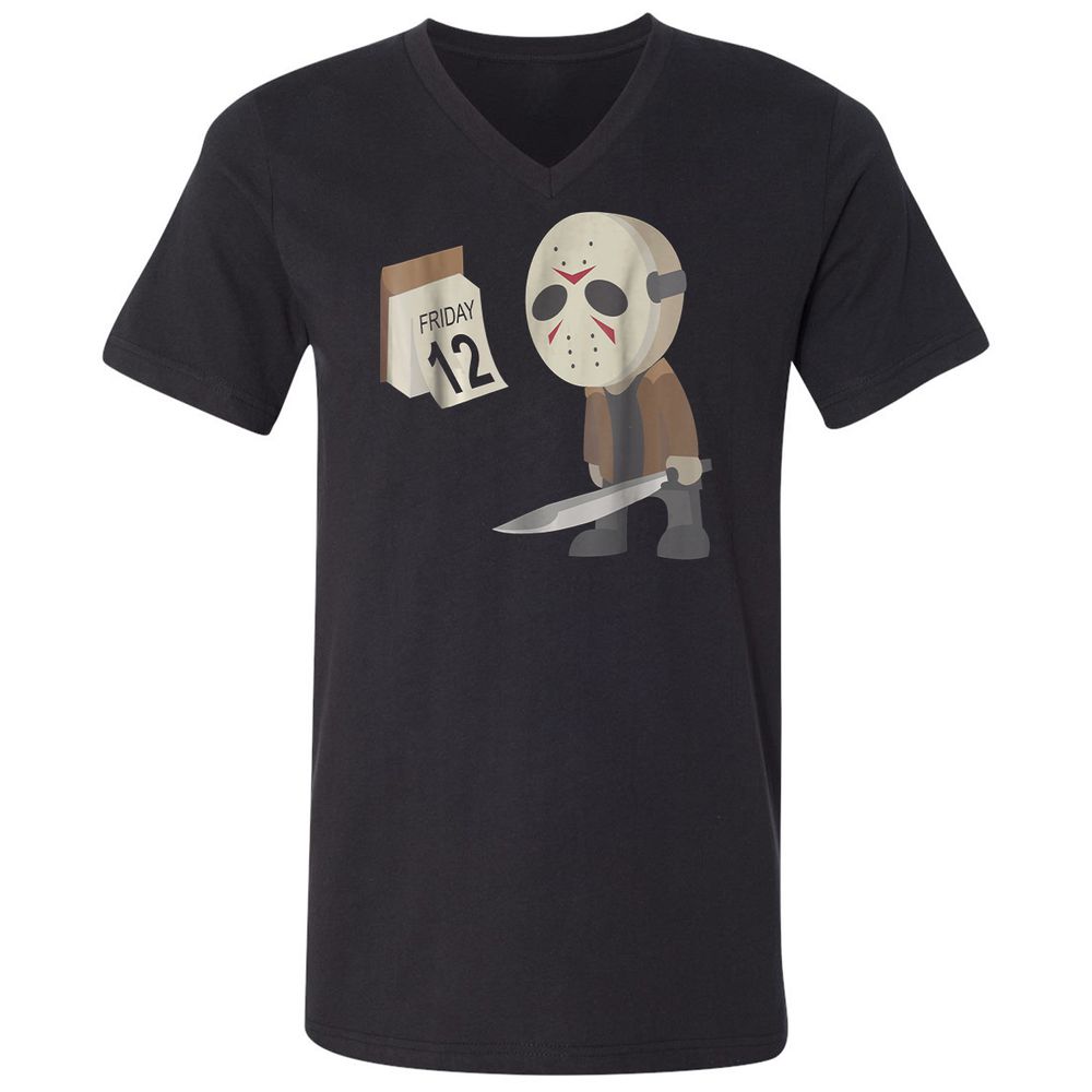 Unisex V-Neck T-Shirt - AKW3ZVBS - Black - 1