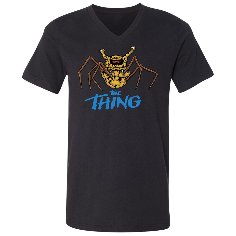 Unisex V-Neck T-Shirt - SXC7MQ79 - Black - 1