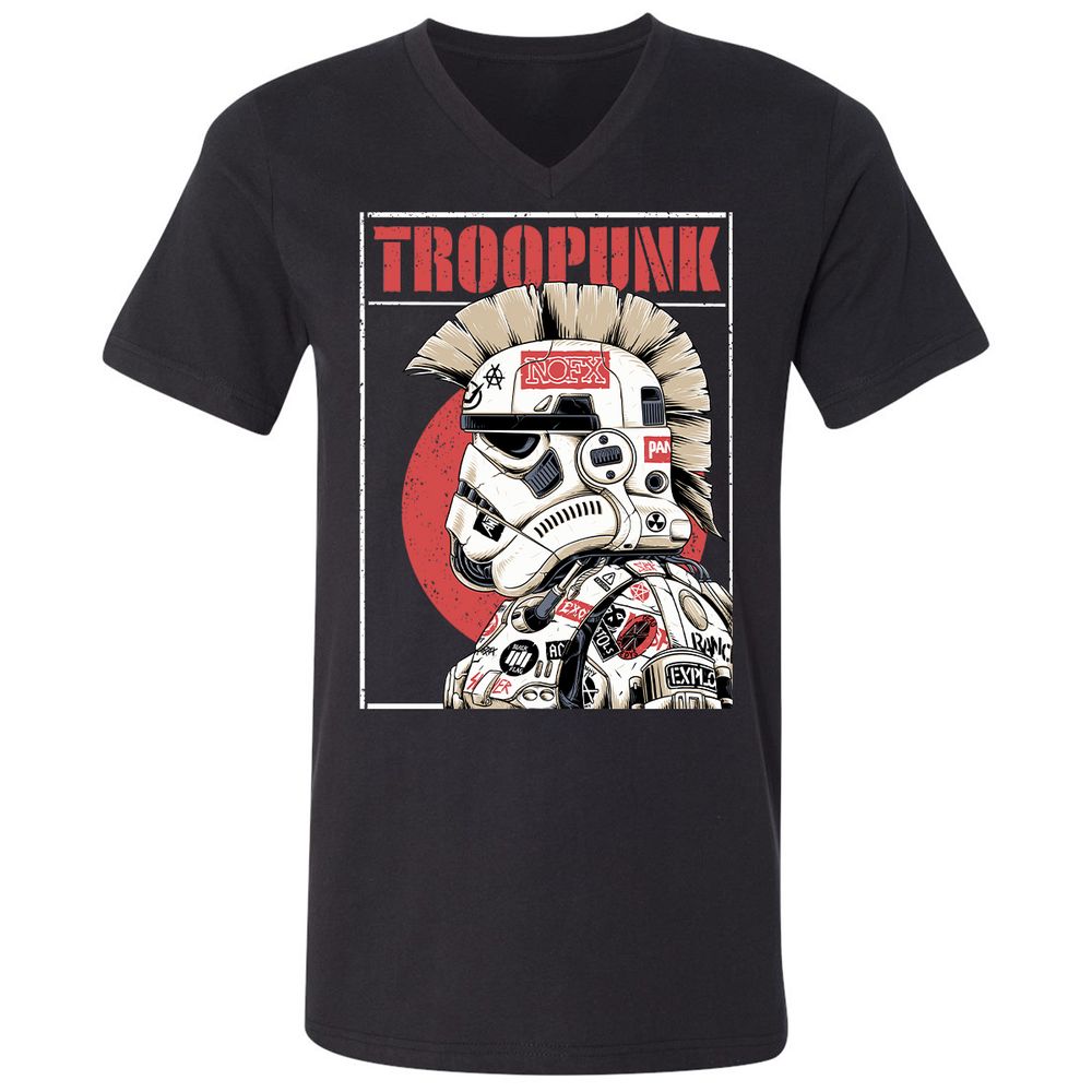 Unisex V-Neck T-Shirt - LF3XM8ZE - Black - 1