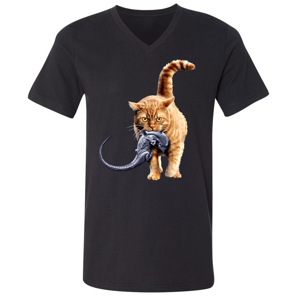 Unisex V-Neck T-Shirt - T1YKC78L - Black - 1