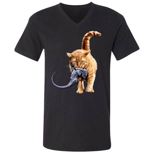 Unisex V-Neck T-Shirt - T1YKC78L - Black - 1