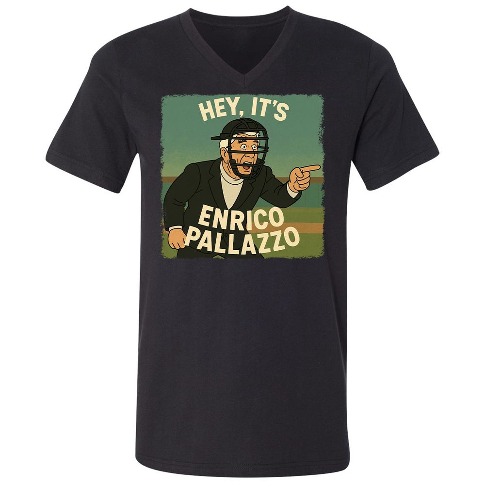 Unisex V-Neck T-Shirt - T1Q3MDH7 - Black - 1