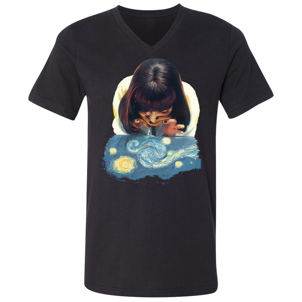 Unisex V-Neck T-Shirt - NCLHZQQT - Black - 1