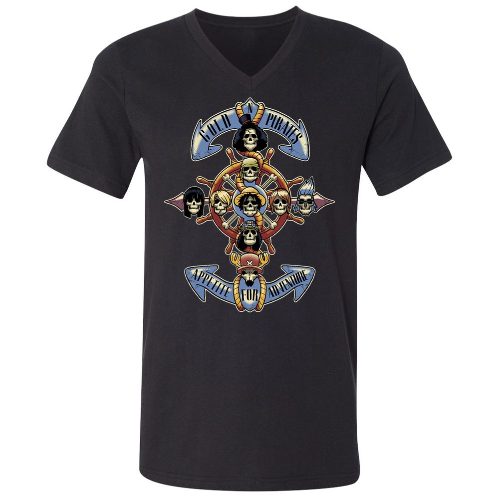 Unisex V-Neck T-Shirt - NPJ5LTPQ - Black - 1