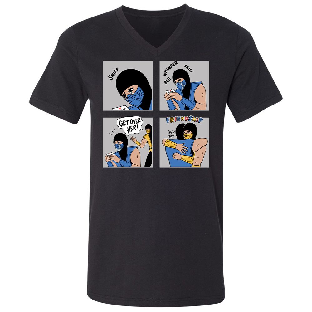 Unisex V-Neck T-Shirt - 77UYTX1L - Black - 1