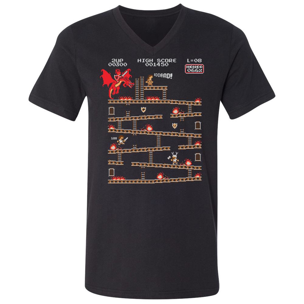 Unisex V-Neck T-Shirt - YJNM7NTU - Black - 1