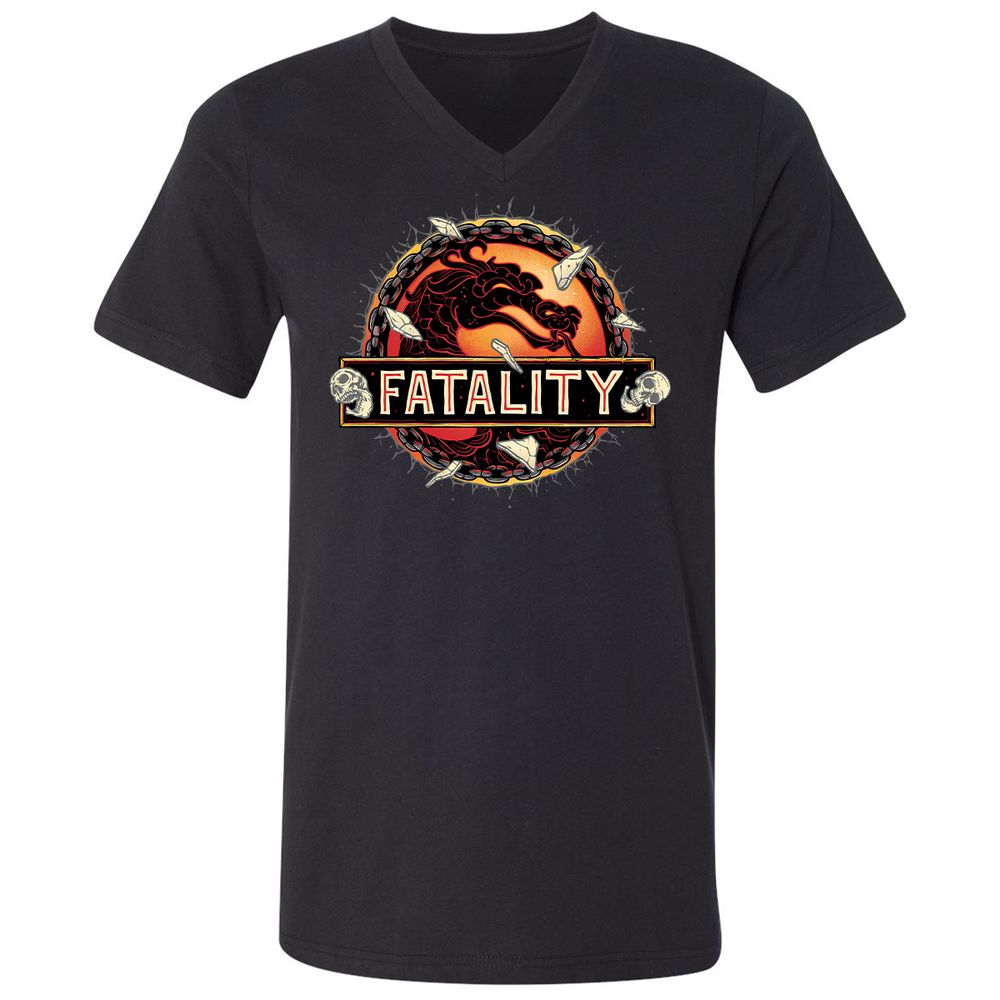 Unisex V-Neck T-Shirt - 4S9BQ194 - Black - 1