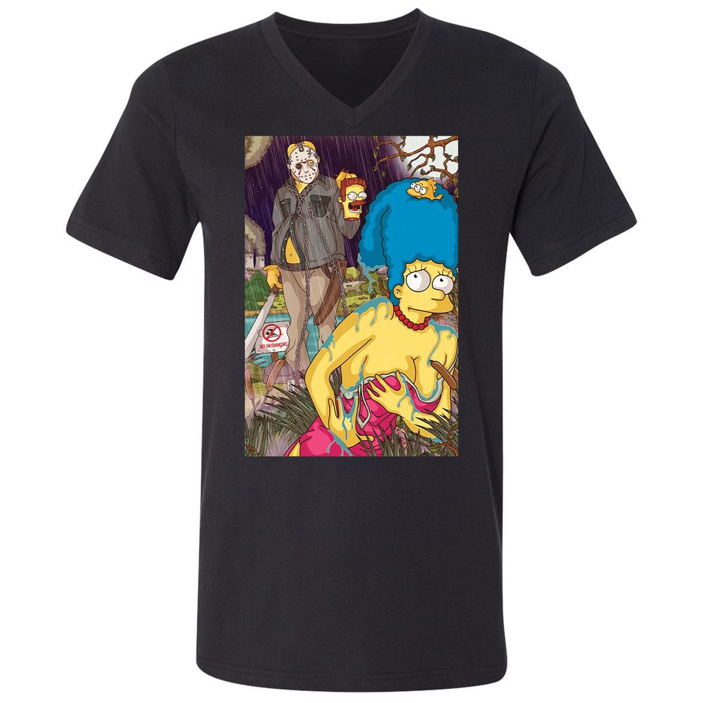 Unisex V-Neck T-Shirt - J6YJGGM2 - Black - 1
