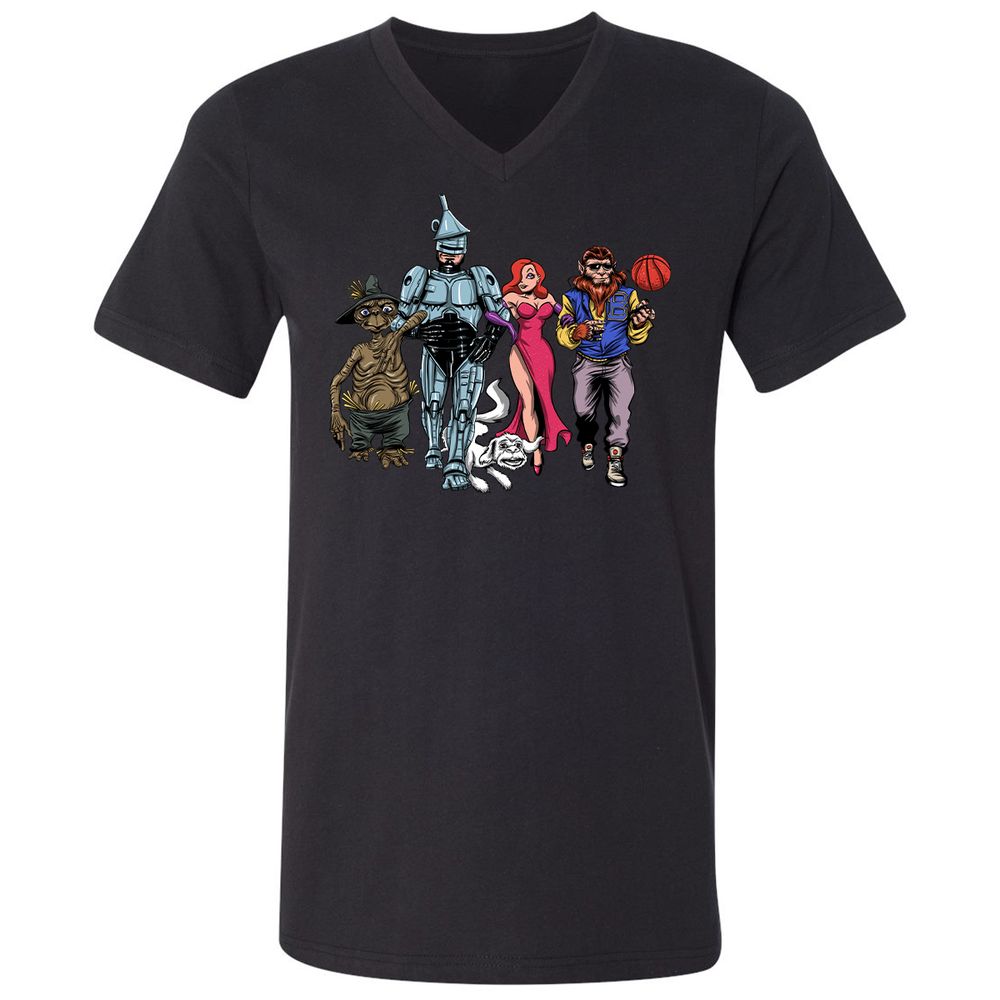 Unisex V-Neck T-Shirt - WKZJNMUW - Black - 1