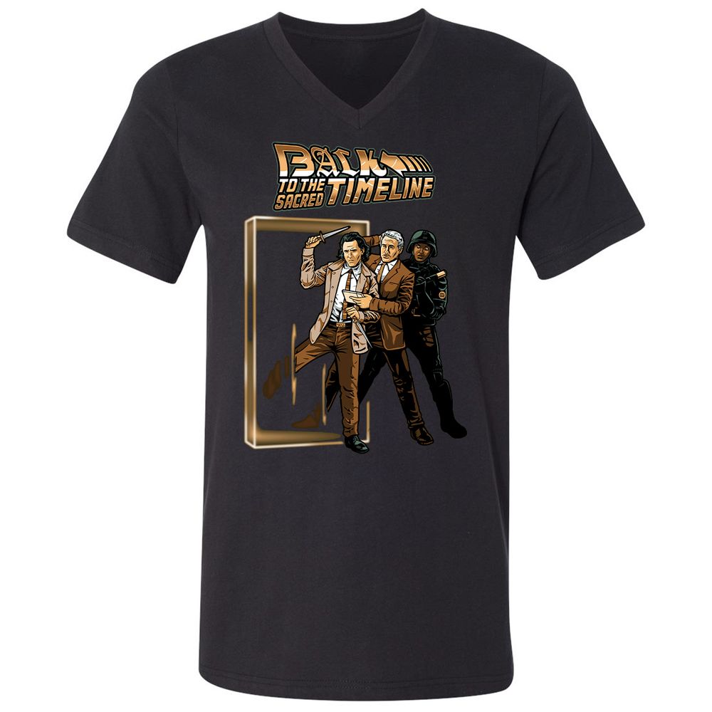 Unisex V-Neck T-Shirt - KJY83S2Q - Black - 1