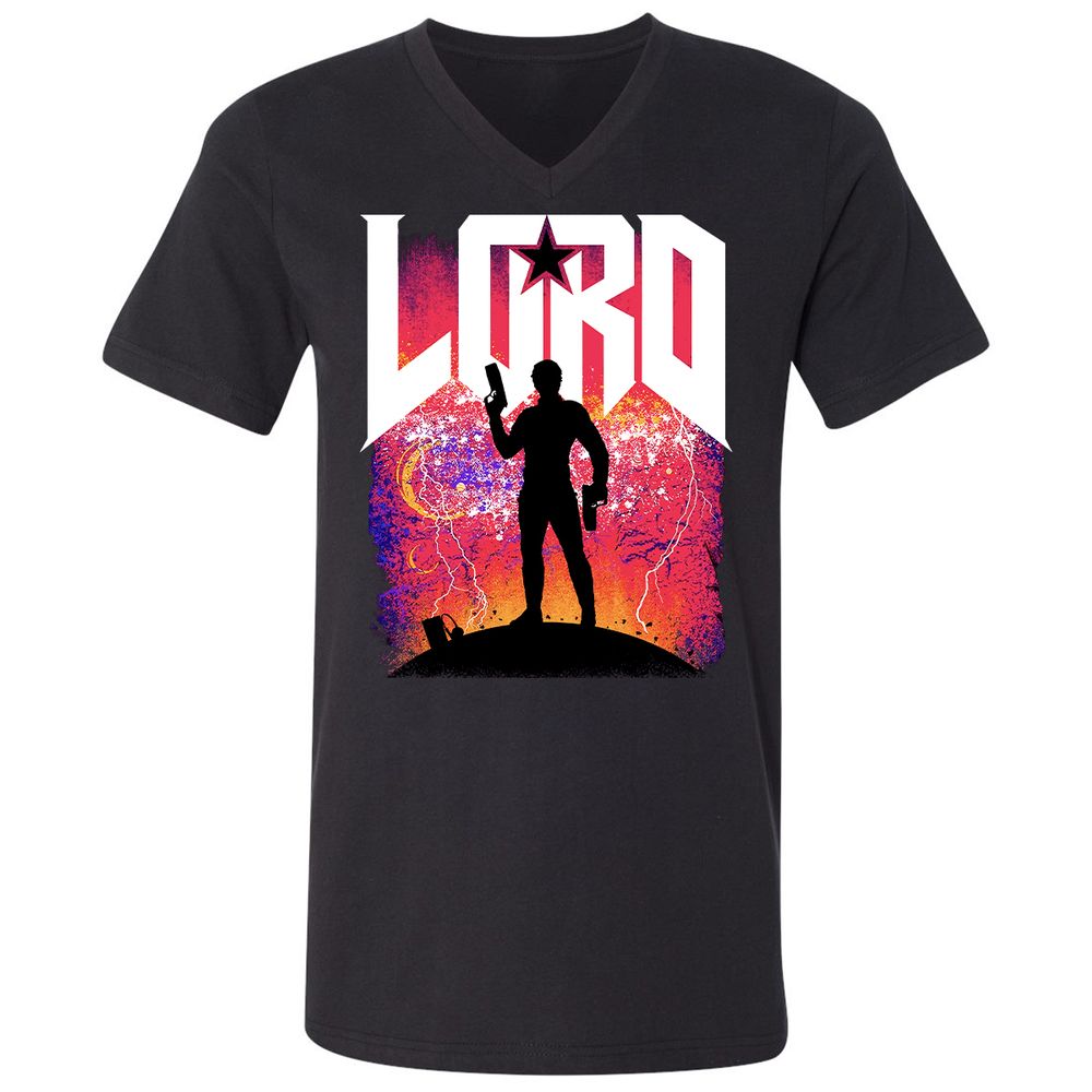 Unisex V-Neck T-Shirt - QVZ86QZ3 - Black - 1