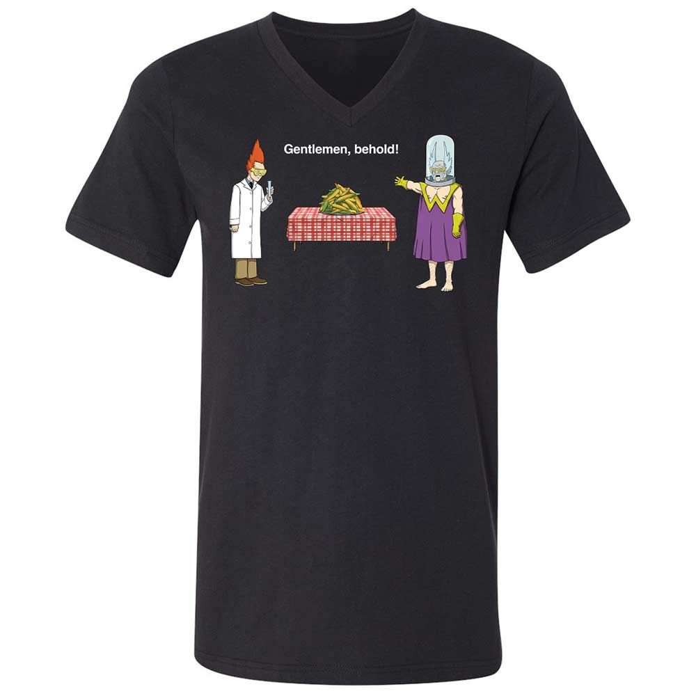 Unisex V-Neck T-Shirt - 98AY116B - Black - 1