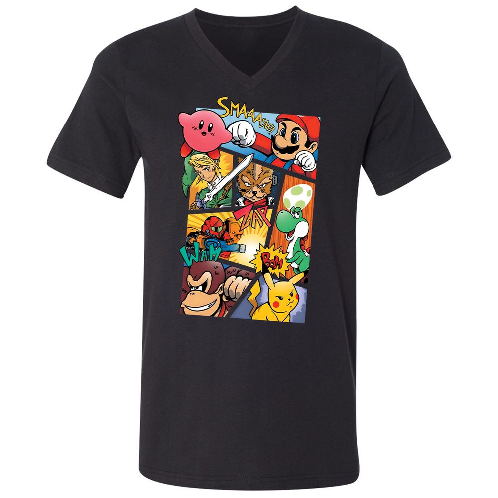 Unisex V-Neck T-Shirt - 29HE1BTW - Black - 1