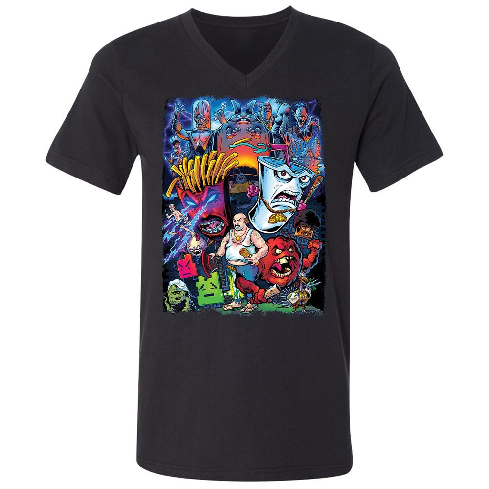Unisex V-Neck T-Shirt - R9L8J571 - Black - 1
