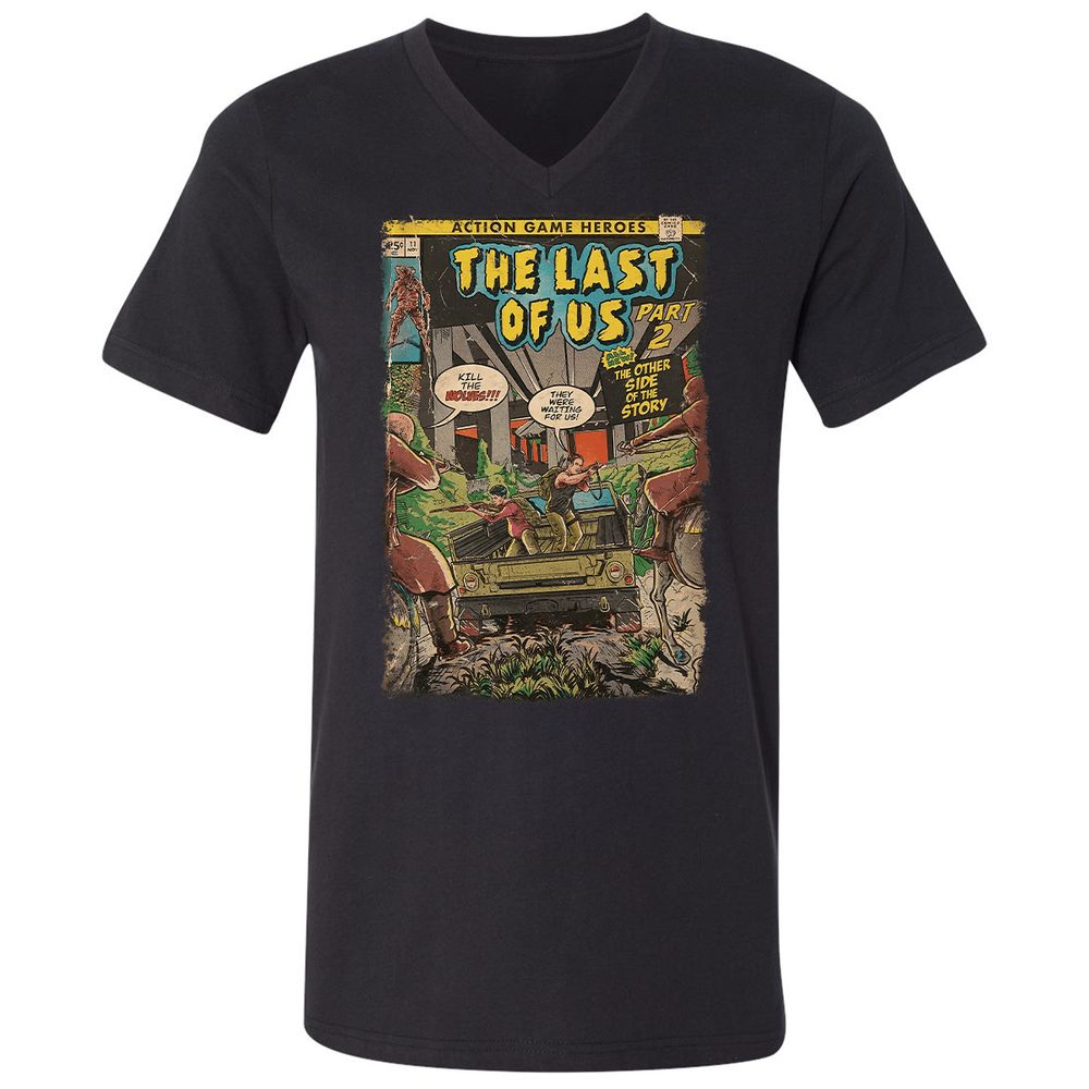 Unisex V-Neck T-Shirt - QBN8K7VB - Black - 1