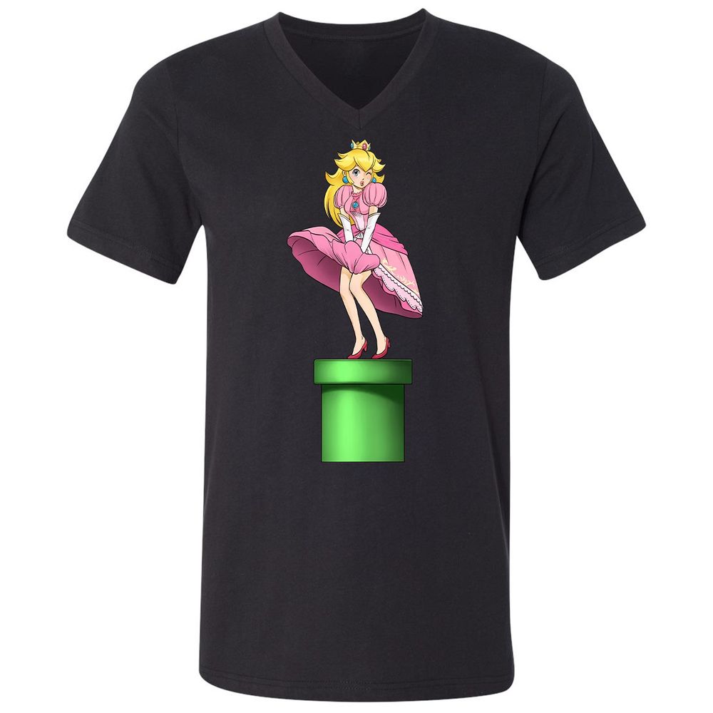 Unisex V-Neck T-Shirt - B6K4W2FP - Black - 1