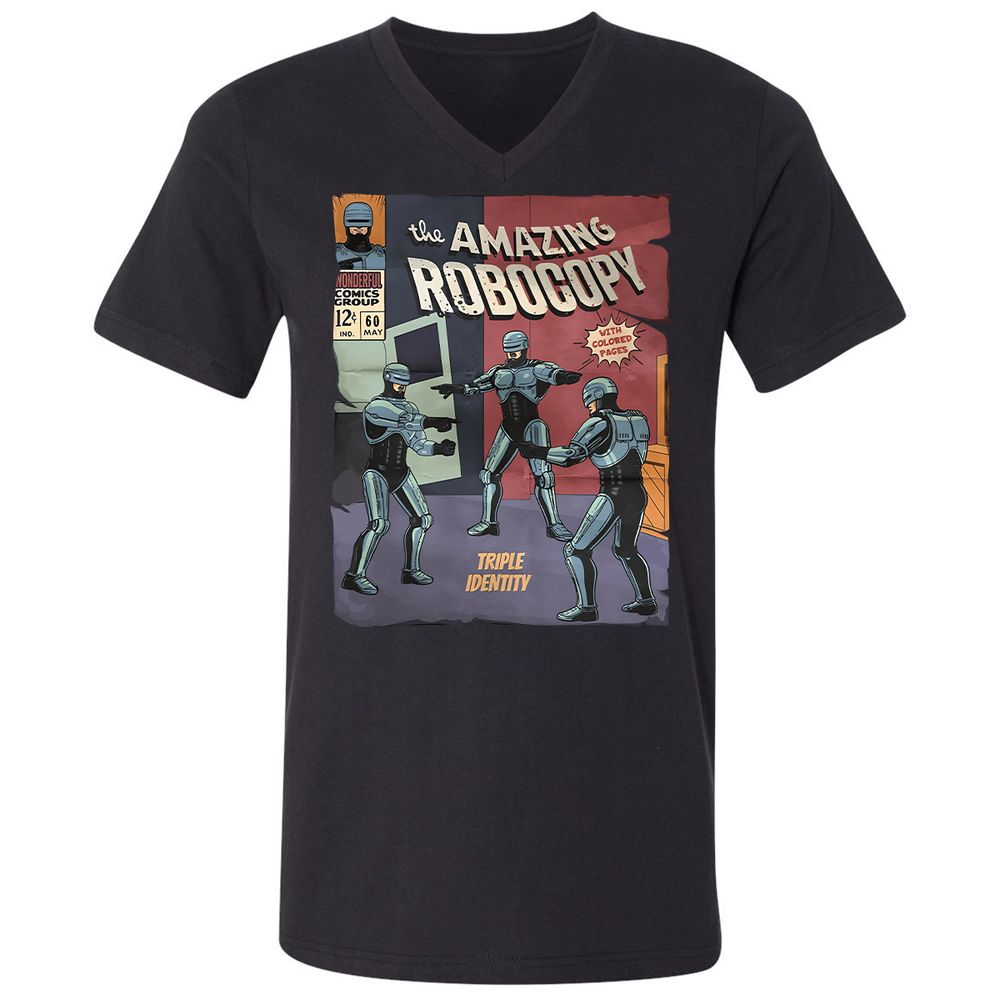 Unisex V-Neck T-Shirt - RUGQH3AP - Black - 1