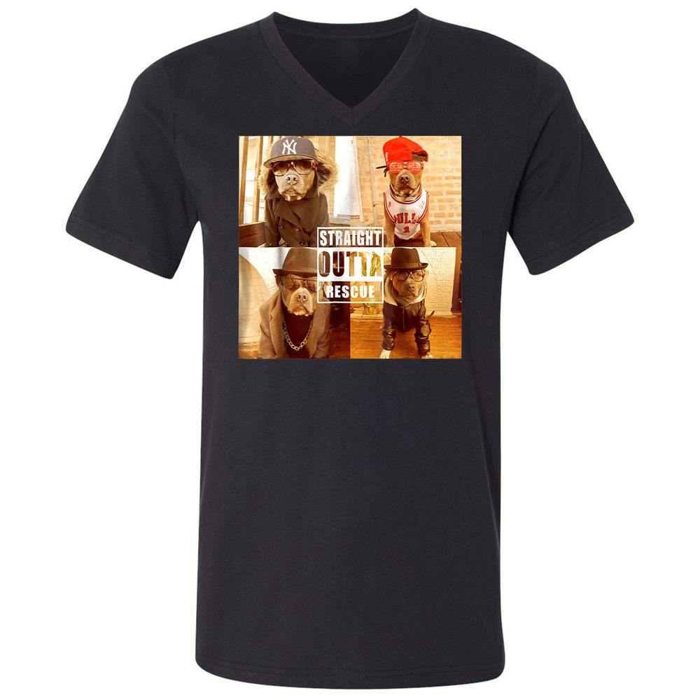 Unisex V-Neck T-Shirt - PYQ6PKWF - Black - 1