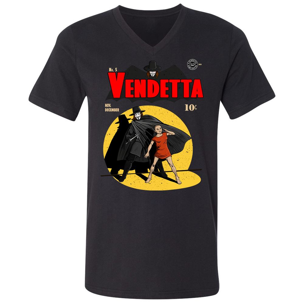 Unisex V-Neck T-Shirt - Q3BPE3W5 - Black - 1