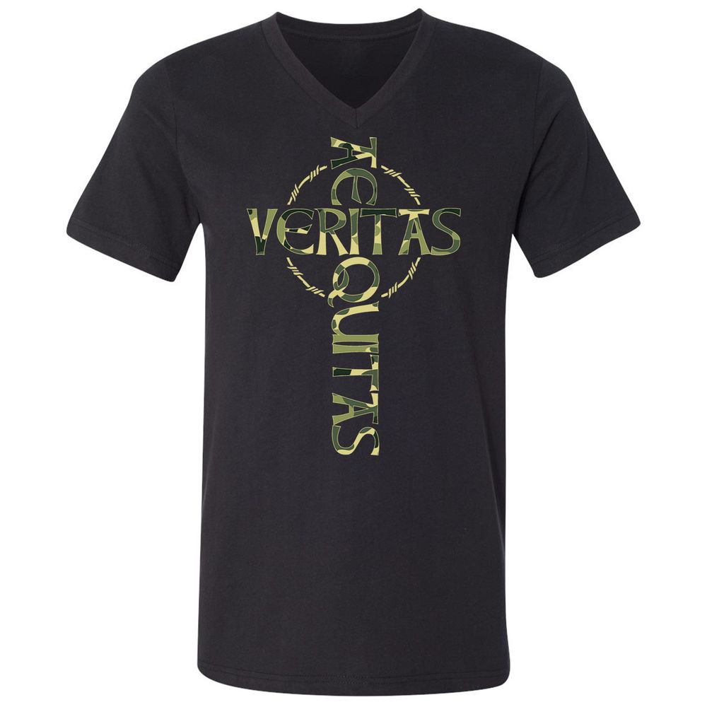 Unisex V-Neck T-Shirt - 9QBZ5HFV - Black - 1