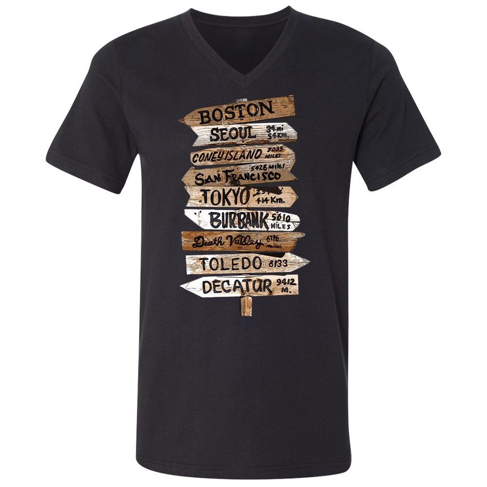 Unisex V-Neck T-Shirt - R1J24H31 - Black - 1