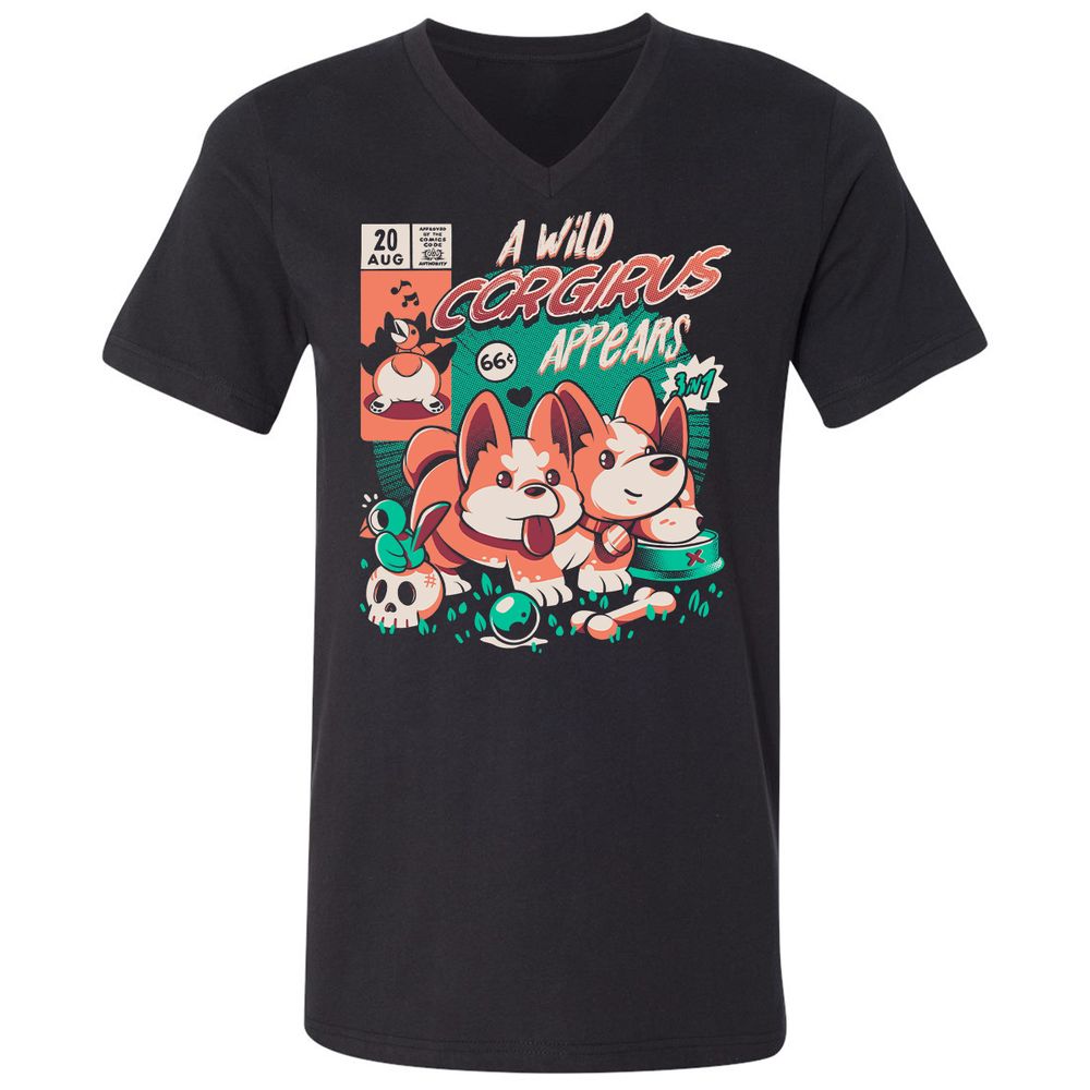 Unisex V-Neck T-Shirt - 3FWEV9N8 - Black - 1